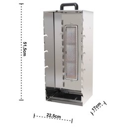 Mini Churrasqueira a Gás Vertical Para 10 Espetinhos Em Aço Inox - 4 Mini Churrasqueira a Gás Vertical Para 10 Espetinhos Em Aço Inox - 4