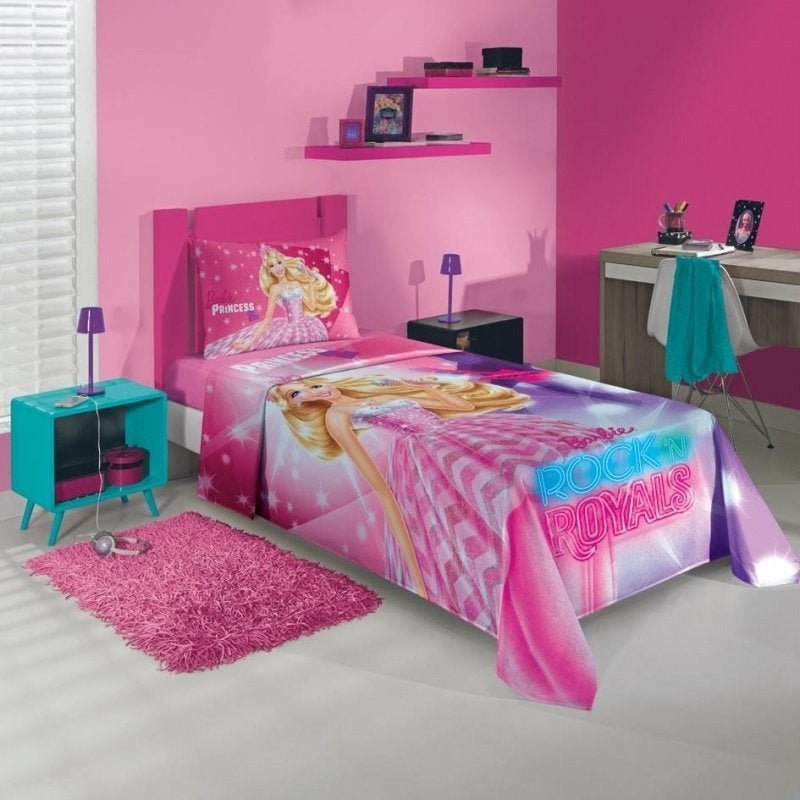 Kit Infantil Barbie Edredom + Jogo Cama + Almofada + Boneca