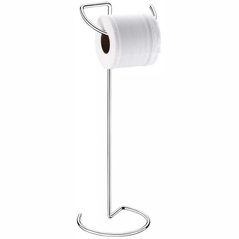 Suporte Porta Papel Higiênico De Bancada/Chão - Aço Cromado