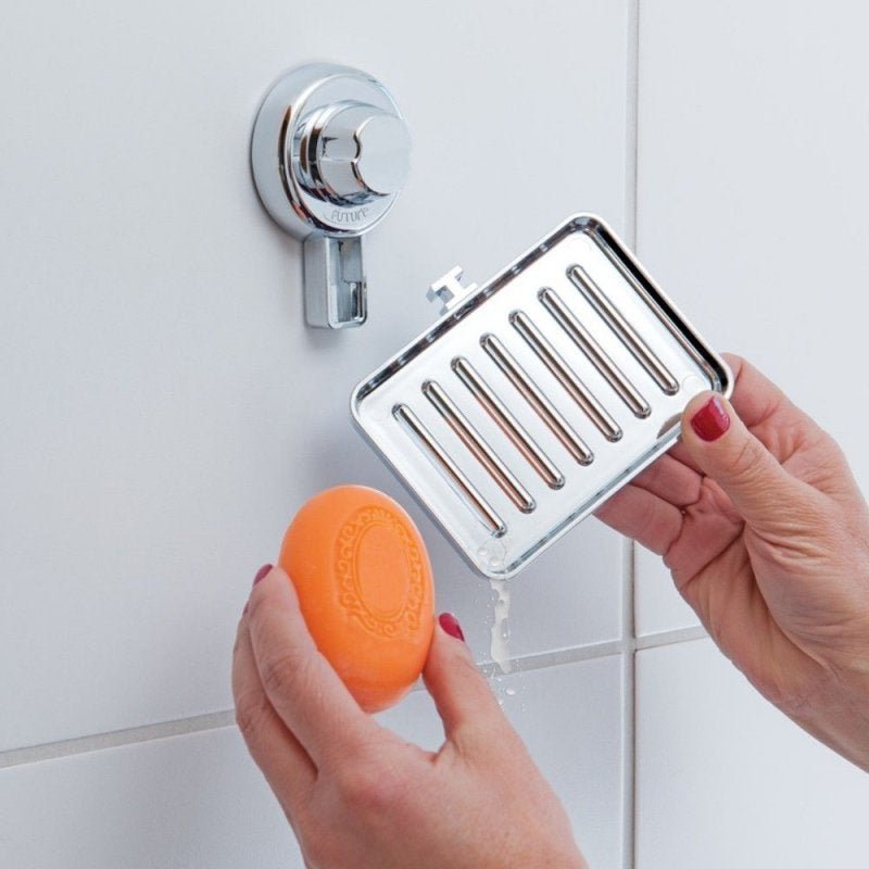 Saboneteira Porta Sabonete Para Banheiro Fixação Ventosa em ABS - Cromado - 2