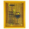 Porta Rolhas De Vinho Quadro Madeira E Vidro Ref. 794 Artframe - AMARELO - 1