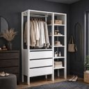 Ver imagem 1 de Closet Branco Gavetas Divisórias Prateleiras Armário Roupas Aberto