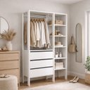 Ver imagem 2 de Closet Branco Gavetas Divisórias Prateleiras Armário Roupas Aberto