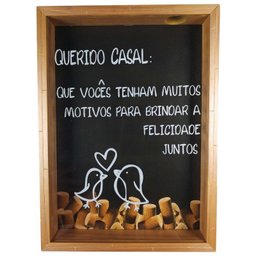 Quadro Porta Rolhas ou Tampinhas Presente Decorativo Rustico MDF - CASAL - 1