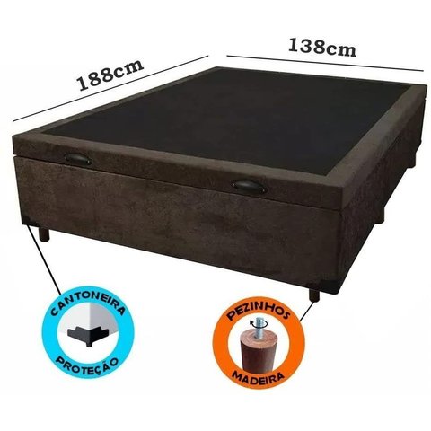 Cama Box Baú Casal Suede Marrom