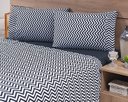 Ver imagem 2 de Jogo Lençol 4 Peças Cama Viúva 2,03mx1,20mx35cm 100% Algodão 180 Fios Ponto Palito Chevron Preto