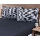 Ver imagem 3 de Jogo Lençol 4 Peças Cama Viúva 2,03mx1,20mx35cm 100% Algodão 180 Fios Ponto Palito Chevron Preto