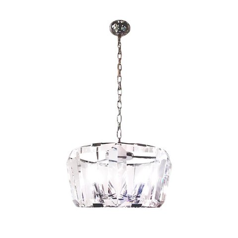 Pendente Hexagonal Cromado Vidro Transparente 6e14 24x35cm Paris Luz