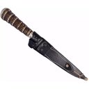 Ver imagem 3 de Faca Gaucha Churrasco 8" Cabo Rabo Tatu Bainha Preta Couro