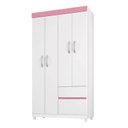 Ver imagem 4 de Cômoda Astral e Guarda Roupa Solteiro Lótus Branco Flex - Demóbile