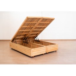 Cama Box Baú Rústica Queen Size Bipartida Serenelife - Natural - 4