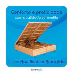 Cama Box Baú Rústica Queen Size Bipartida Serenelife - Natural - 5