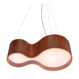 Lustre Pendente Semi cilíndrico em Madeira 74cm - Luminatu - 1