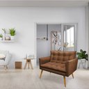 Ver imagem 2 de Namoradeira 2 Lugares Olivia Suede Pés Palito Castanho - Pallazio - Marrom
