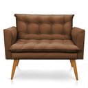 Ver imagem 3 de Namoradeira 2 Lugares Olivia Suede Pés Palito Castanho - Pallazio - Marrom