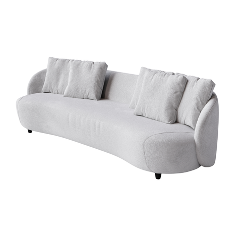Sofá 4 Lugares Living Fixo Mônaco 3,00m em Bouclé:branco Cru