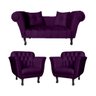 Kit Divã Recamier Daisy + 2 Poltronas para Sala e Recepção:roxo - 1