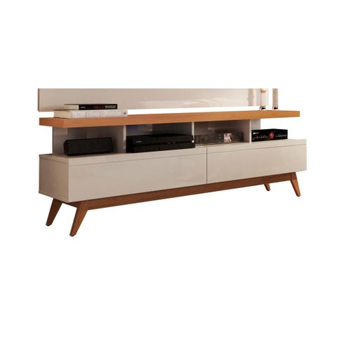 Rack para Tv Vivare Wood 1.6 Off White com Nature - Germai Móveis
