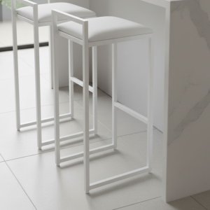 Kit 2 Banquetas para Cozinha Banqueta Industrial Madri:branco