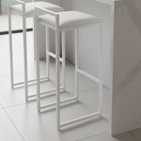 Kit 2 Banquetas para Cozinha Banqueta Industrial Madri:branco