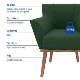 Poltrona Decorativa Dubai em Veludo Just Time - 2