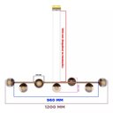 Ver imagem 2 de Pendente Lustre de Teto Jabuticaba Bronze com 7 Globos Vidro Âmbar com Lâmpadas Branco Quente