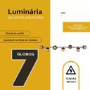 Ver imagem 4 de Pendente Lustre de Teto Jabuticaba Bronze com 7 Globos Vidro Âmbar com Lâmpadas Branco Quente