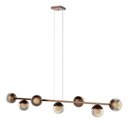 Ver imagem 5 de Pendente Lustre de Teto Jabuticaba Bronze com 7 Globos Vidro Âmbar com Lâmpadas Branco Quente