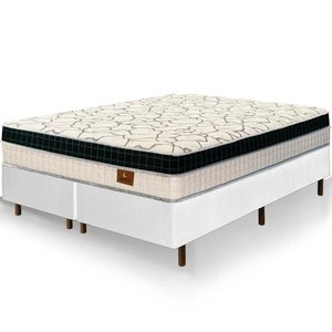 Cama Box Branca + Colchão Queen Size Buenos Aires Molas Superlastic 158x198x67cm