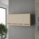 Ver imagem 1 de Armário Aéreo Mara 1,20m 4 Portas para Cozinha Cor:savana / Off White