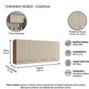 Ver imagem 2 de Armário Aéreo Mara 1,20m 4 Portas para Cozinha Cor:savana / Off White