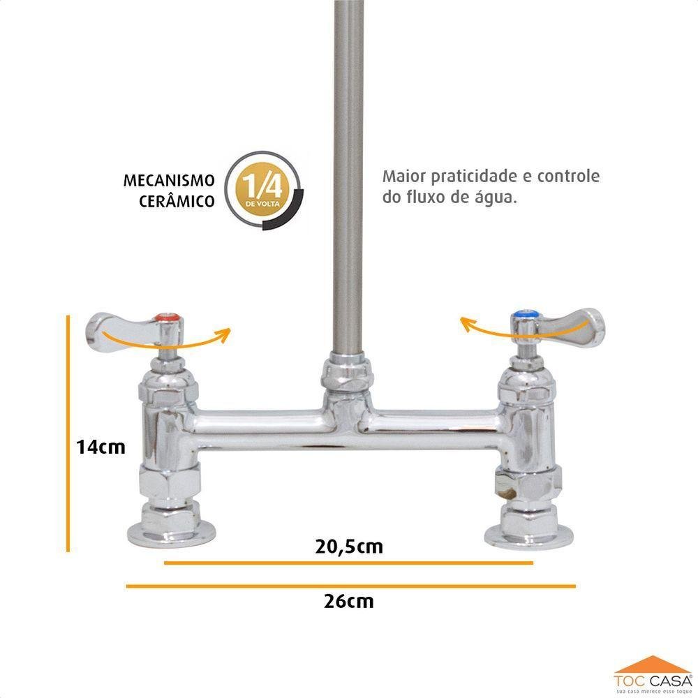 Torneira Profissional Esguicho Pré Lavagem Misturador Mesa - 3