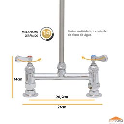 Torneira Profissional Esguicho Pré Lavagem Misturador Mesa - 3