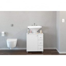 Gabinete para Banheiro 3 Gavetas Branco - 12 Gabinete para Banheiro 3 Gavetas Branco - 12