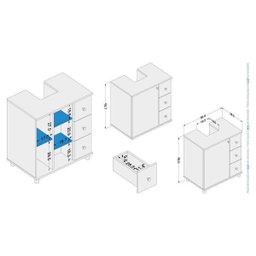 Gabinete para Banheiro 3 Gavetas Branco - 4 Gabinete para Banheiro 3 Gavetas Branco - 4