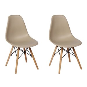 Kit 2 Cadeiras Charles Eames Eiffel Wood Base Madeira - Nude