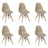 Kit 6 Cadeiras Charles Eames Eiffel Wood Base Madeira - Nude - 1