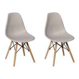 Kit 2 Cadeiras Charles Eames Eiffel Wood Base Madeira - Cinza - 1 Kit 2 Cadeiras Charles Eames Eiffel Wood Base Madeira - Cinza - 1