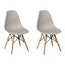 Kit 2 Cadeiras Charles Eames Eiffel Wood Base Madeira - Cinza - 1