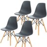 Kit 4 Cadeiras Charles Eames Eiffel Wood Base Madeira - Cinza - 1