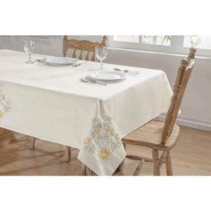 Toalha de Mesa Dalia 1,40x1,40 Palha/Amarelo