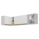 Ver imagem 1 de Kit Armário de Cozinha Aéreo Canto 90cm e Aéreo 150cm Veneza Multimóveis Mp2149 Branco/dourado