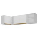 Ver imagem 3 de Kit Armário de Cozinha Aéreo Canto 90cm e Aéreo 150cm Veneza Multimóveis Mp2149 Branco/dourado