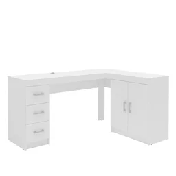 Mesa para Escritório em L 151,5x116,5cm 2 Portas 3 Gavetas Espanha  - 4