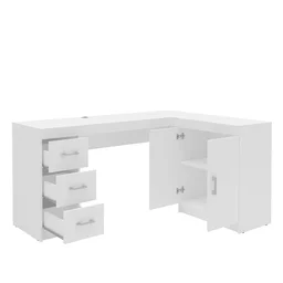 Mesa para Escritório em L 151,5x116,5cm 2 Portas 3 Gavetas Espanha  - 5
