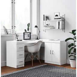 Mesa para Escritório em L 151,5x116,5cm 2 Portas 3 Gavetas Espanha  - 2