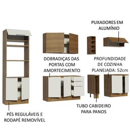 Armário de Cozinha Completa 290cm Rustic/Branco/Rustic Stella Madesa 01 - 5
