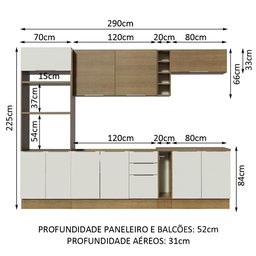 Armário de Cozinha Completa 290cm Rustic/Branco/Rustic Stella Madesa 01 - 4