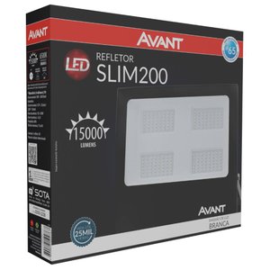 Refletor Led Slim 200w Bivolt 6500k Ip65 Branca Avant