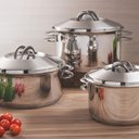 Ver imagem 2 de Jogo de Panelas Tramontina Aço Inox Fundo Triplo Cooktop Fogão Indução 3 Peças Solar